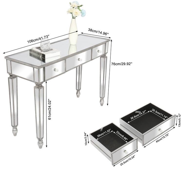 Three Drawers Mirror Table Dressing Table Console Table