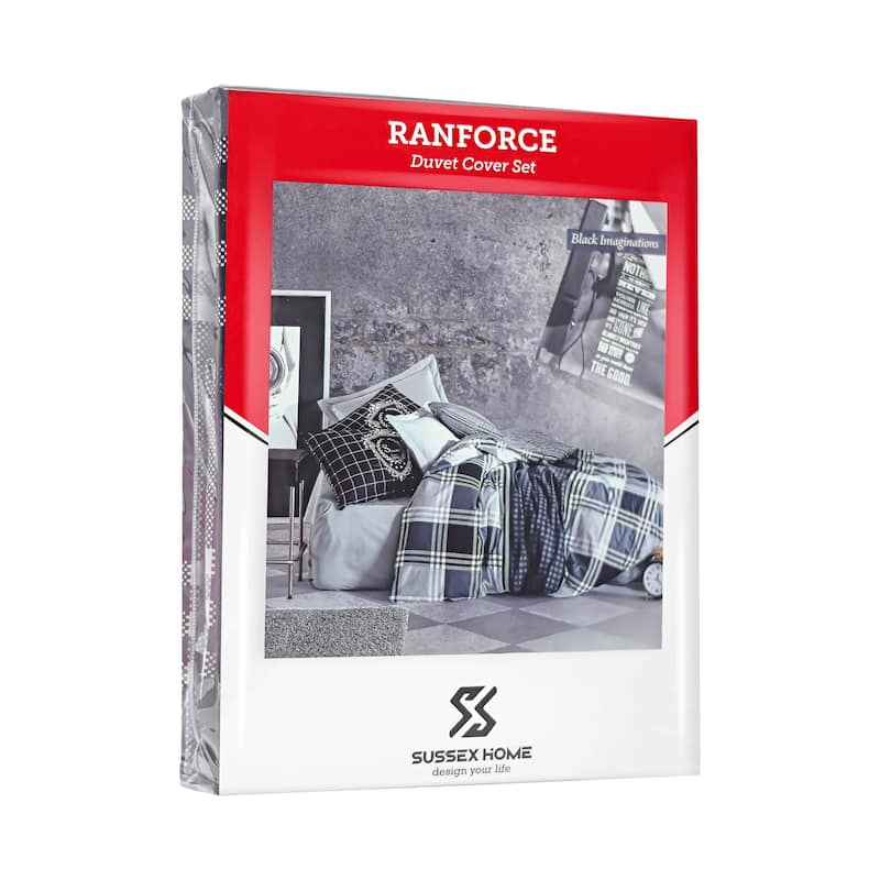 SUSSEXHOME Black Imaginations Full Size Duvet Cover Set Anthracite
