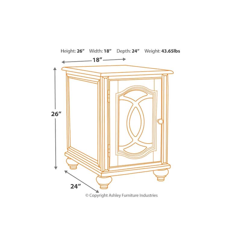 Signature Design by Ashley Nettle Bank White and Brown Wooden Chairside End Table
