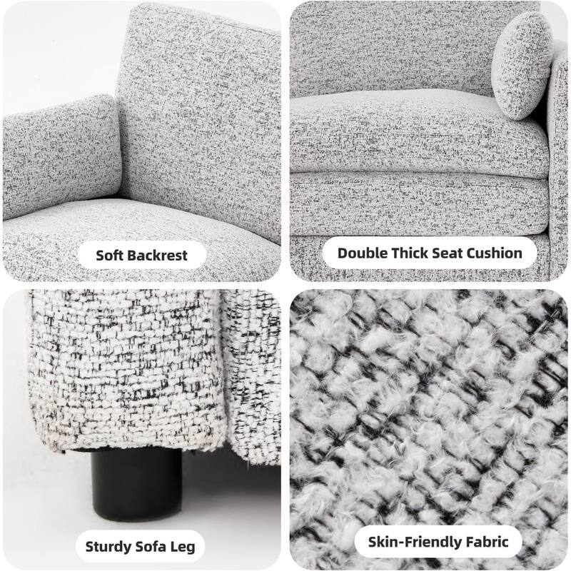 AECOJOY 89" Comfy Sofa Couch for Living Room, 3 Seats Large Modern Chenille Sofa with 2 Removable Pillow