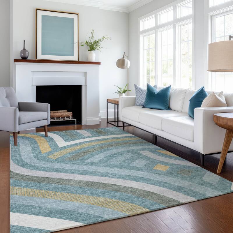 Machine Washable Indoor/ Outdoor Modern Jalen Chantille Rug