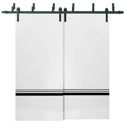 Barn Bypass Doors 72 x 80 Planum 0012 White Silk with Sturdy 6.6ft