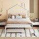preview thumbnail 1 of 7, Full Size Metal Platform Bed,House-Shaped Headboard Design,twin size trundle,White White - Full