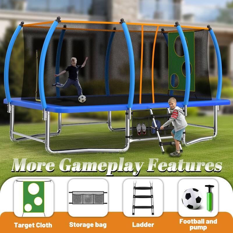 8X14FT Outdoor Square Trampolines for Kids Adults Long Rectangular Tumbling Trampoline