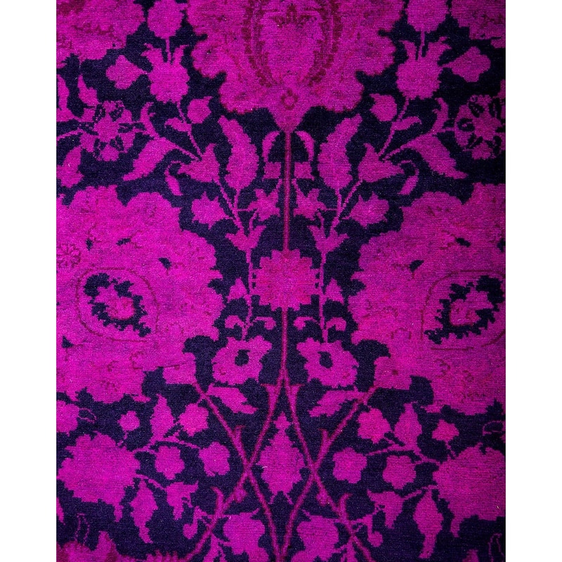 Overton Hand Knotted Wool Vintage Inspired Modern Contemporary Overdyed Purple Area Rug - 6' 2" x 9' 2"