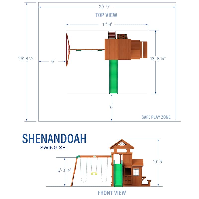 Backyard Discovery Shenandoah Cedar Wood Swing Set, Slide, Clubhouse