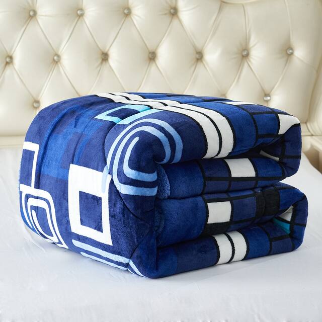 3-Piece Floral Printed Sherpa-Backing Reversible Comforter Set