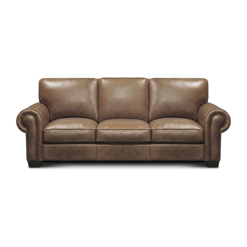 Valencia Top Grain Hand Antiqued Leather Traditional Sofa
