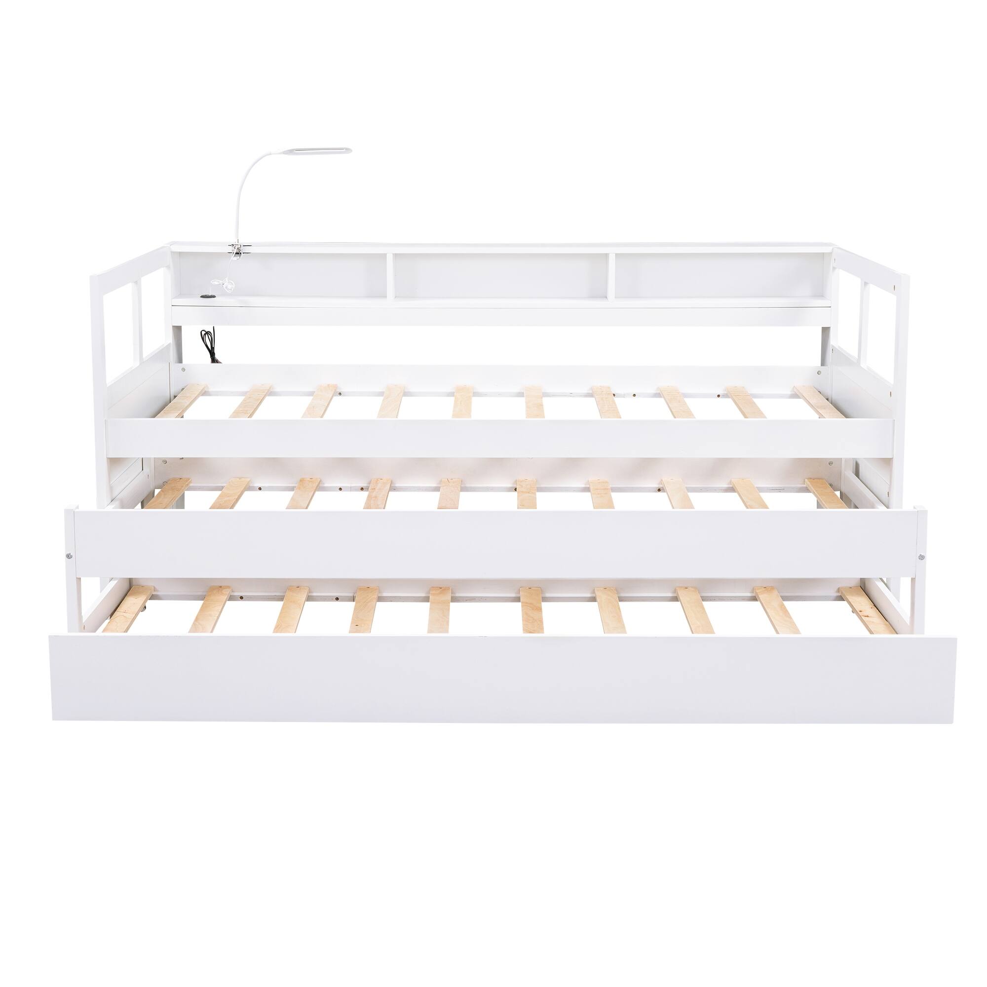 Twin XL Daybed with 2 Trundles, Save Space Wooden Sofa Bed Bedframe