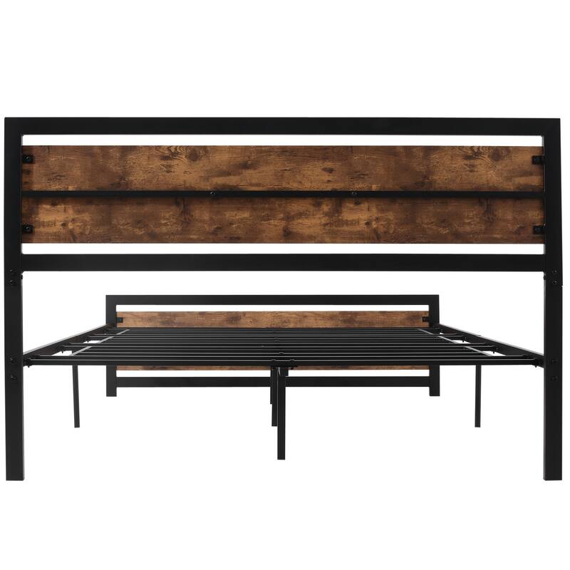 Queen Metal Bed Frame with Headboard & Footboard