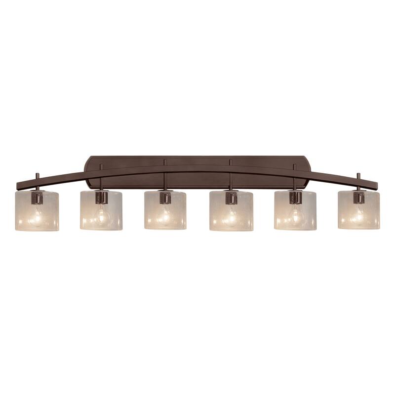 Justice Design Fusion Archway 6-light Dark Bronze Bath Bar, Seeded Oval Shade