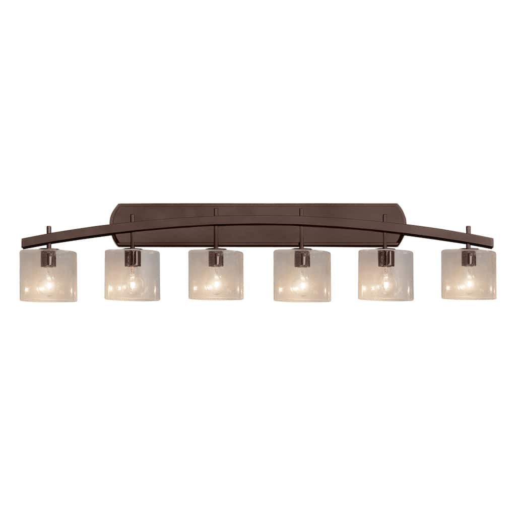 Justice Design Fusion Archway 6-light Dark Bronze Bath Bar, Seeded Oval Shade
