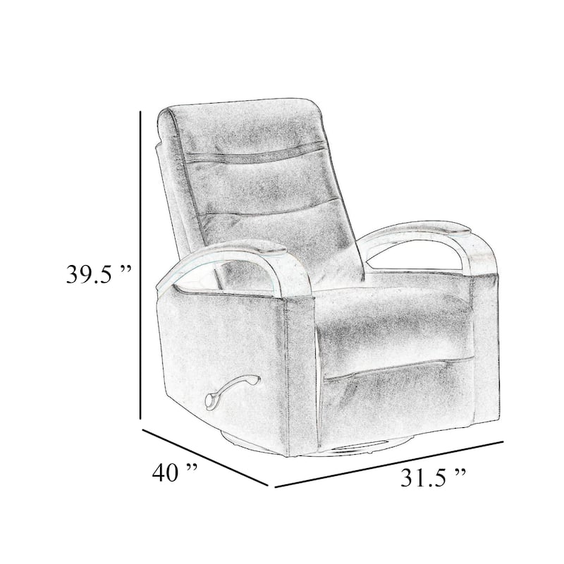 Gex Swivel Glider Manual Reclining Chair, Smoke Gray Faux Leather