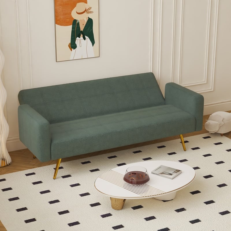 71.26" Teddy Velvet Three-Seater Sofa Bed,Beige