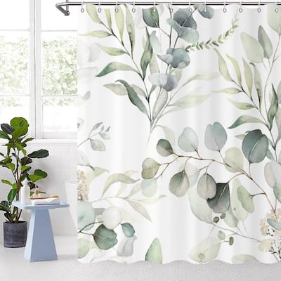 Watercolor Floral Shower Curtain, 72x72, Brown Beige, Minimalist