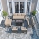 preview thumbnail 112 of 144, Aluminum Patio Outdoor Sectional Sofa Set with Fire Pit, Swivel Rocking Chairs and Ottomans