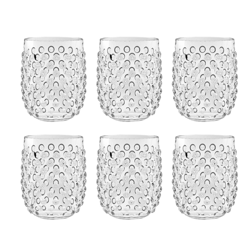 Abode Homewares Hobnail Stemless, 15 oz. Set of 6