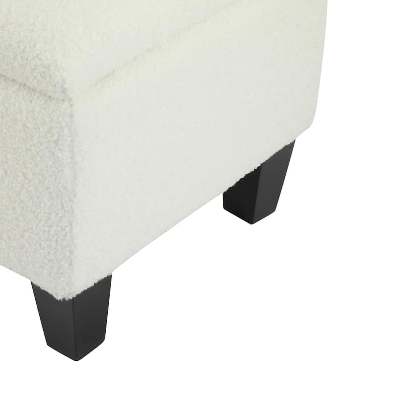 End of Bed Upholstered Ottoman Bench with Storage, Rubber Wood Legs