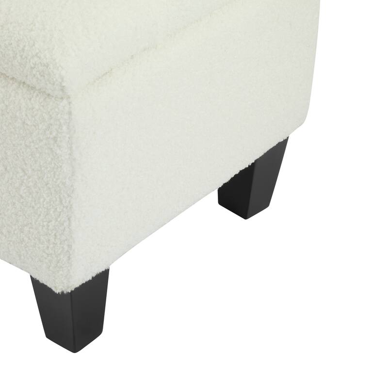 Ottoman Bench with Storage,Boucle Surface,Rubber Wood Legs,300 lbs Capacity