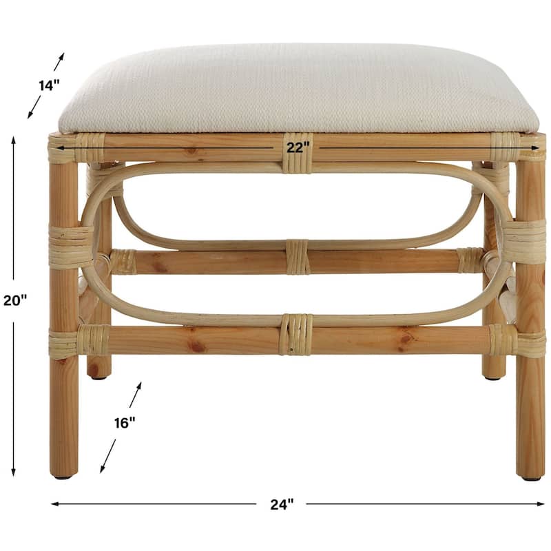 Uttermost 236-LAGUNA-BENCH-SMALL Laguna 24" Wide Framed Striped Bench