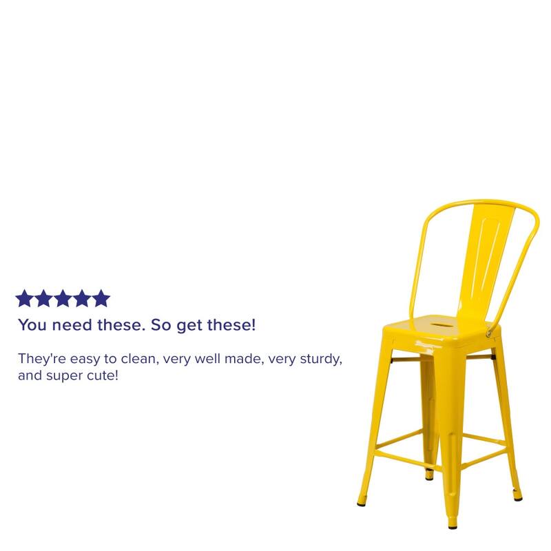 24'' High Metal Indoor-Outdoor Counter Height Stool with Back