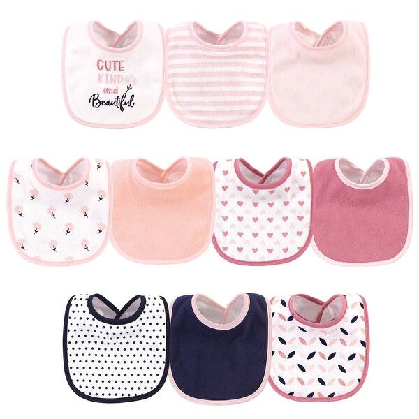 slide 1 of 1, Hudson Baby Infant Girl Cotton and Polyester Bibs 10pk, Cute, Kind And Beautiful, One Size - Cute, Kind And Beautiful - One Size One Size - Cute, Kind And Beautiful