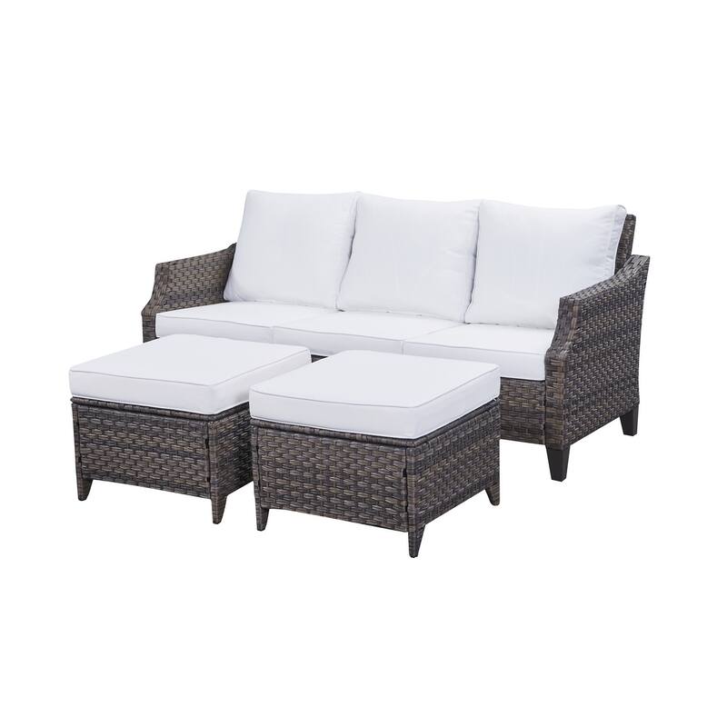 Gymojoy Outdoor Sofa Rattan 3-piece Sectional Sofa Set