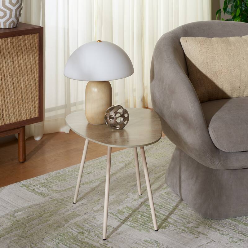 SAFAVIEH Home Mint Medium Ceramic Side Table - 22"W x 16"D x 16"H - Beige Ceramic/Beige