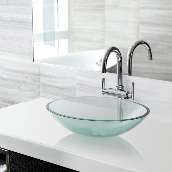 Shop Modern Glass Vessel Sink Counter Bathroom Vanity Oval Clear Overstock 31128891