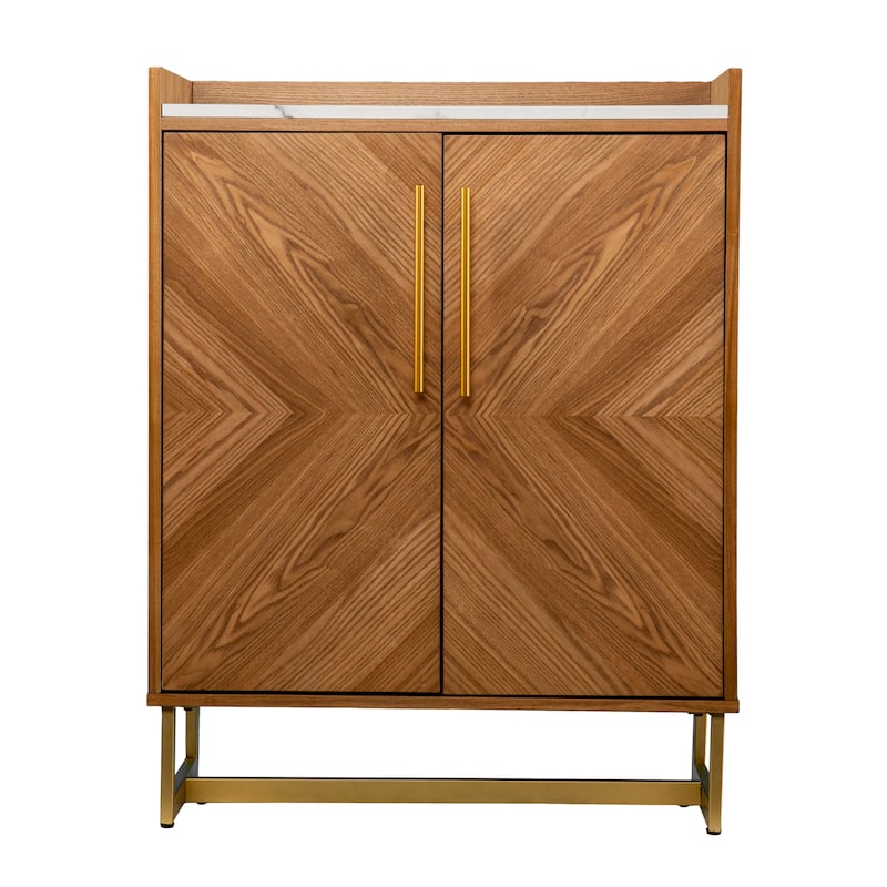 SEI Furniture Tacuba Mid-century Modern Wood and Faux Marble Bar Cabinet