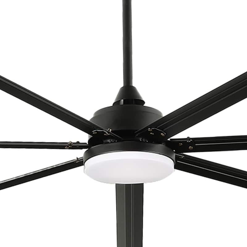96 Inch Industrial Ceiling Fan with Light 7 Aluminum Blades and 6 Speed Remote Black