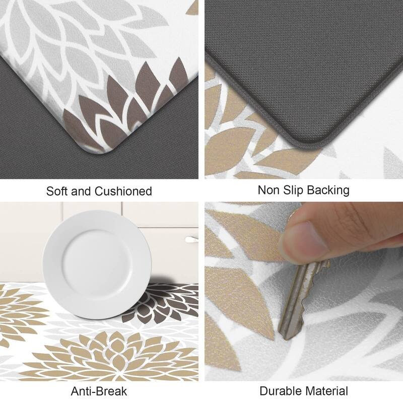 Anti Fatigue Kitchen Rug Sets 2 Piece Non Slip Kitchen Mats - 17.3"x48"+17.3"x28"-0.4"Th