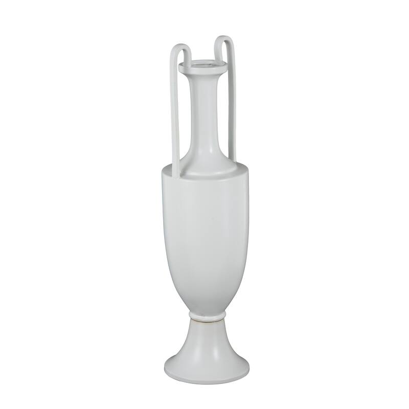 Ceramic Fluted Urn Shaped Vase with Arch Handles - Black or White - Roche River Decor