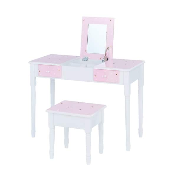 Shop Teamson Kids Fashion Twinkle Star Prints Kate Play Vanity With Storage Pink White On Sale Overstock 31978201