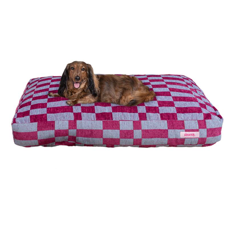 Mabel Designer Modern Ultra Soft Reversible Plush Rectangular Pet Bed with Washable Cover - 49.5 x 31.5 x 8.75 - Blueberry Check