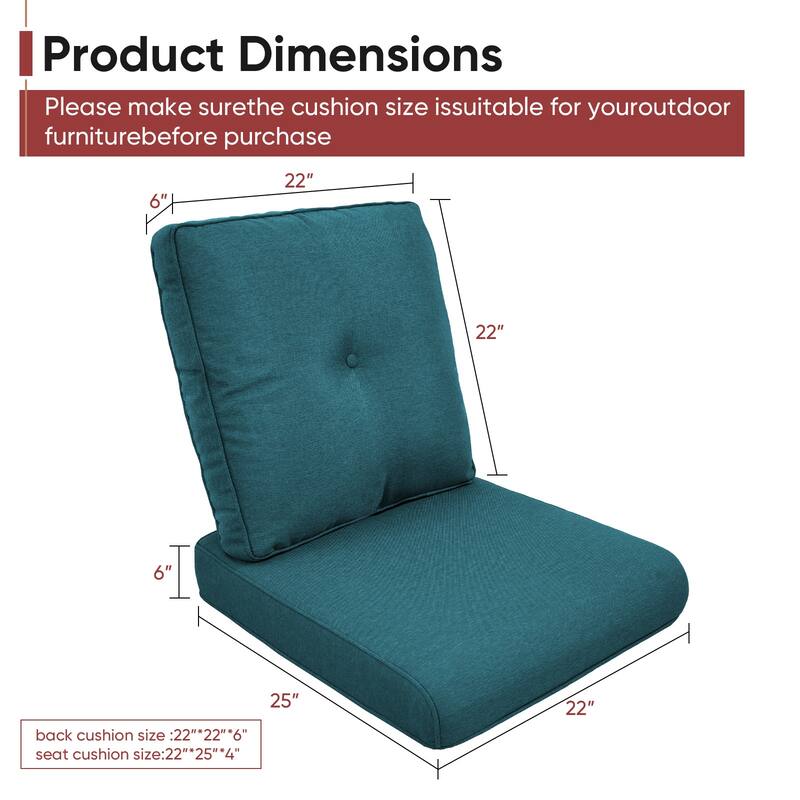 Gymojoy Pillow and Cushion Set Deep Seat Indoor/Outdoor - 25" x 22" x 4"