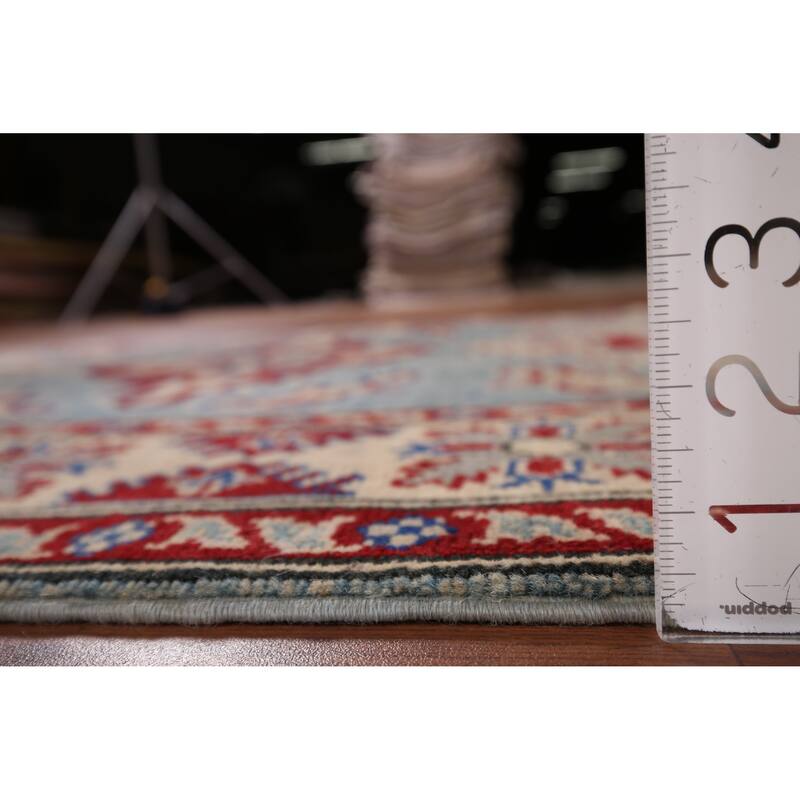 Light Blue Kazak Rug Hand-Knotted Traditional Wool Carpet - 3'11" x 6'0"