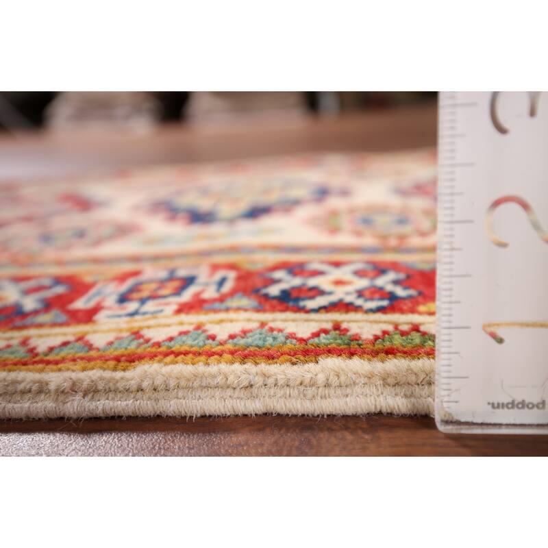 Ivory Kazak Oriental Accent Rug Hand-Knotted Wool Carpet - 1'10" x 2'10"
