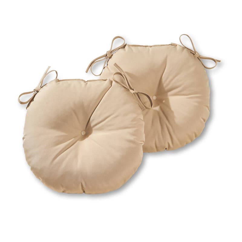 15-inch Round Outdoor Bistro Chair Cushions (Set of 2) - stone