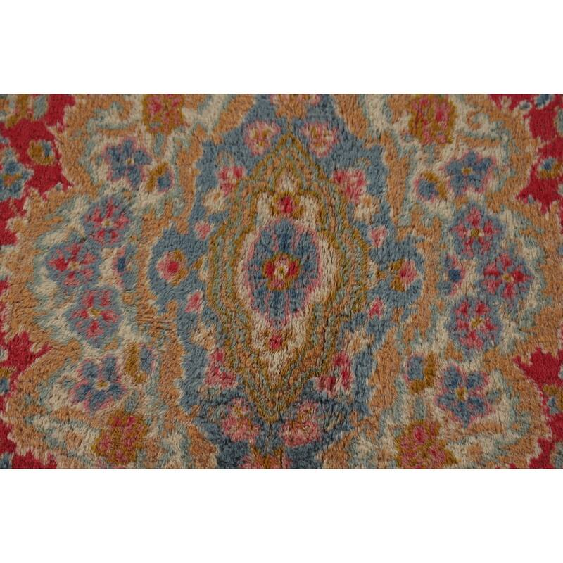 Hand Knotted Oriental 100% Wool Carpet Traditional Floral Pink Kerman Area Rug - 11' 11'' X 8' 6''