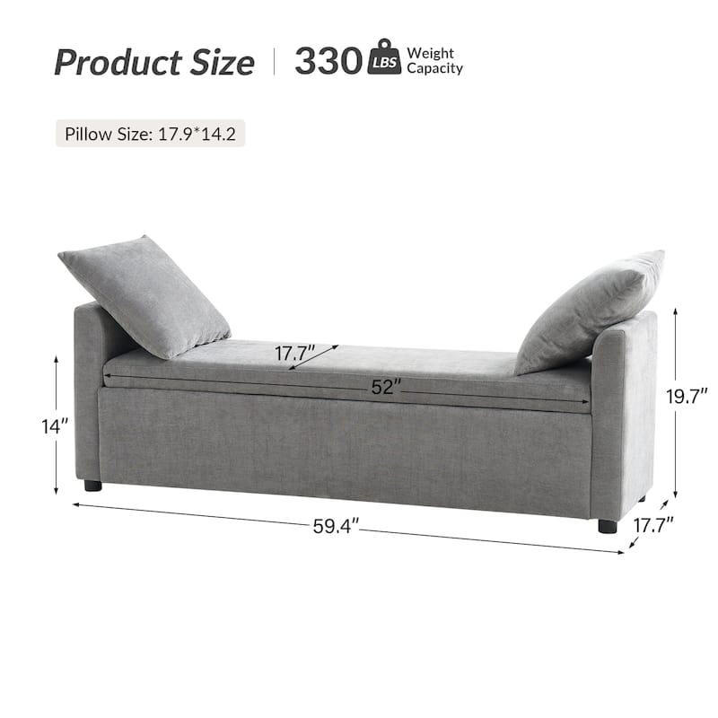 Franco Modern Upholstered Storage Bench with Two Throw Pillows