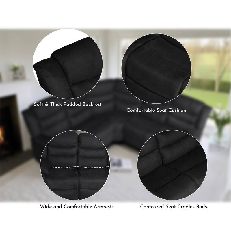 93" Width Polyester/Suede 5-Piece Manual Reclining Sectional Sofa