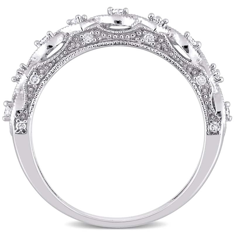 Miadora Sterling Silver 1/8ct TDW Diamond Infinity Anniversary Wedding Band Ring