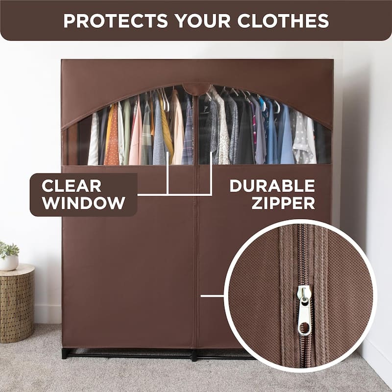HOLDN’ STORAGE Portable Wardrobe Closet for Hanging Clothes - Large - Heavy Duty Hanging Rod with 50 Lb. Weight Capacity