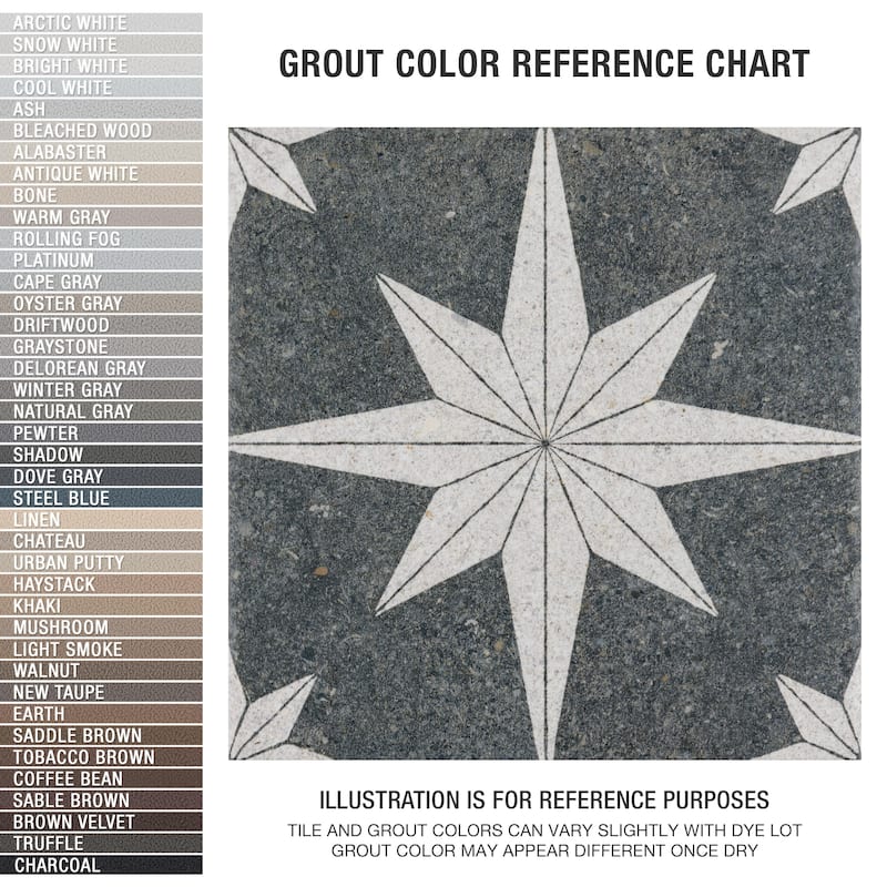 Merola Tile Compass Star Lava Stone 8" x 8" Porcelain Floor and Wall Tile
