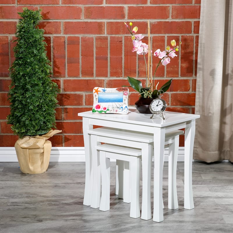 DTY Indoor Living Boulder 3-Piece Nesting Table Set, White
