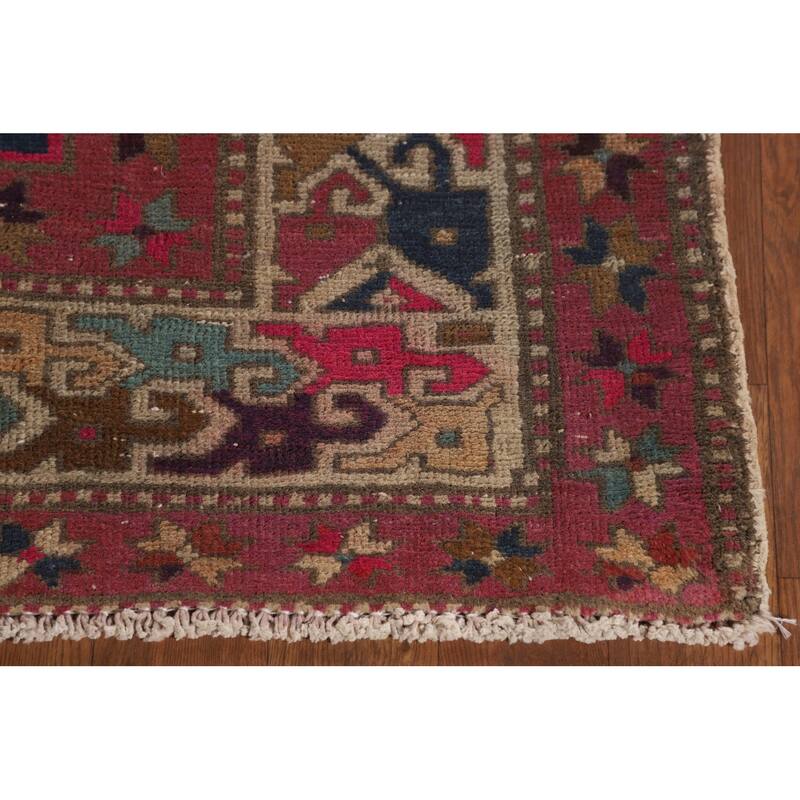 Navy Blue Meshkin Persian Vintage Runner Rug Handmade Wool Carpet - 4'3"x 11'8"