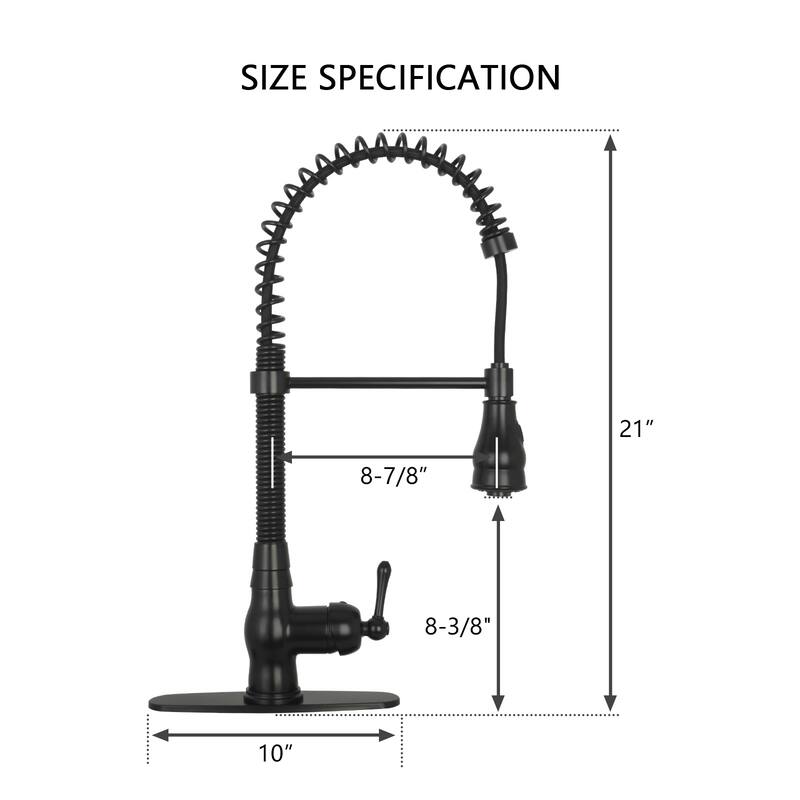 Pre-Rinse Spring Kitchen Faucet, Single Level with Pull Down Sprayer