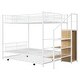 preview thumbnail 10 of 12, White Twin over Full Metal Bunk Bed with Trundle and Lateral Storage