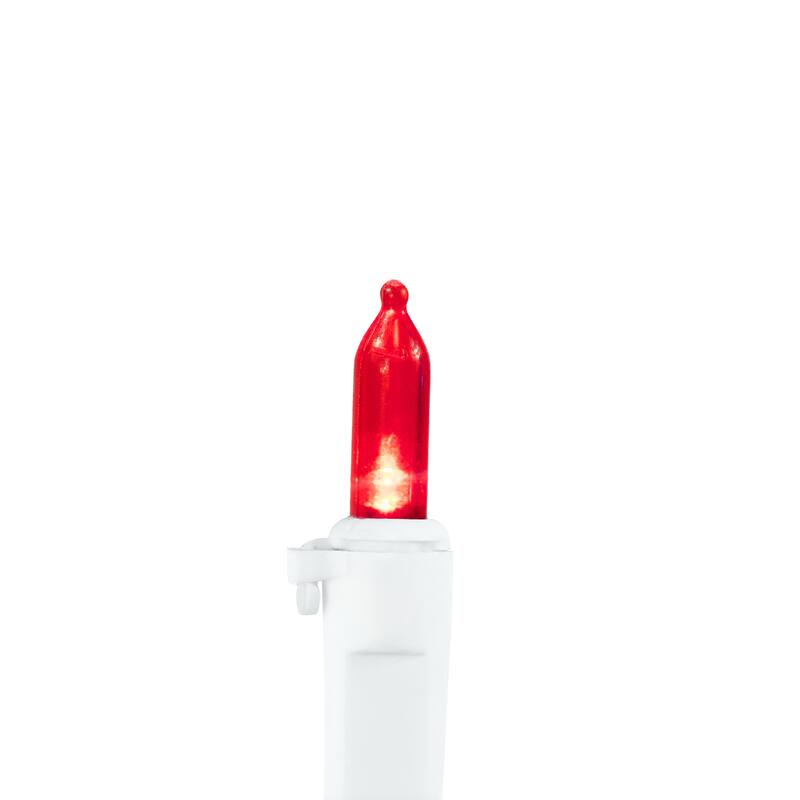 Set of 50 Red & Pure White LED Mini Christmas Lights 4" Spacing - White Wire